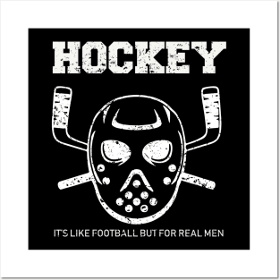 Cool Vintage looking Funny Ice Hockey Vs Football Joke T-Shirt Posters and Art